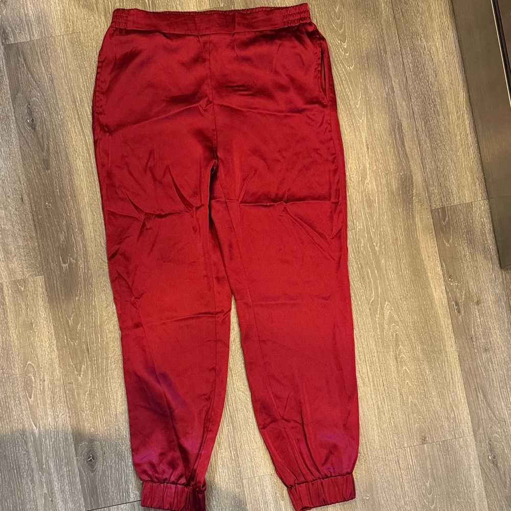 Red Satin Jogger Pants